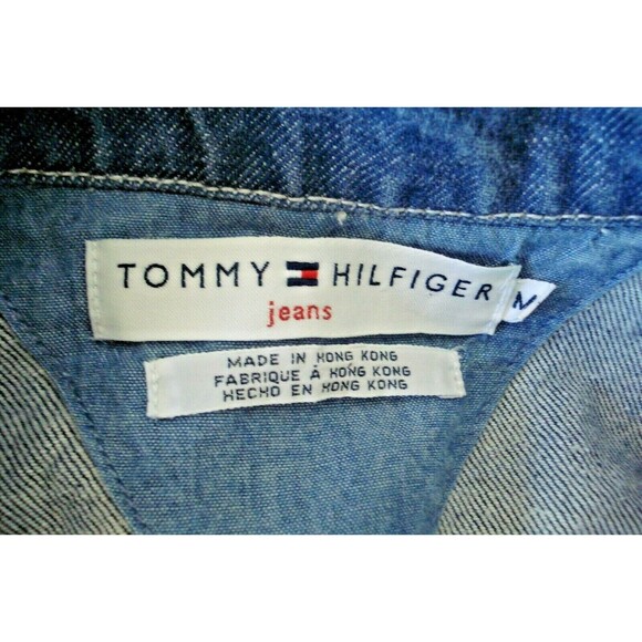 Tommy Hilfiger Jeans Trucker Jacket Vintage Embroidered Denim Stars Flags Size M - Picture 7 of 7